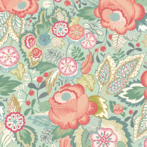 Ohpopsi Emily Rose Mint/Peach Wallpaper - RON50130W