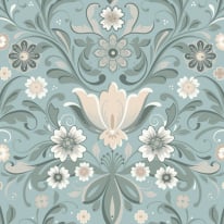 Galerie Sommarang 2 Östanskär Turquoise/Grey Wallpaper - S24111