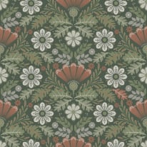 Galerie Sommarang 2 Klockrike Green/Orange Wallpaper - S24124