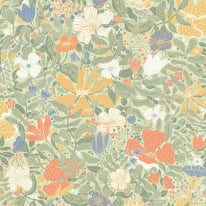 Galerie Sommarang 2 Midsommar Green/Orange Wallpaper - S63018