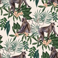 Ohpopsi Morris The Monkey Cream Wallpaper - WLD53108W