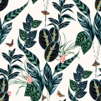 Ohpopsi Spirit Tropical Butterflies Wilderness White Wallpaper - WLD53122W