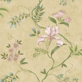 Rasch Dancing Iris Honey Metallic Wallpaper - 100104