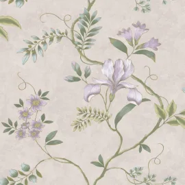 Rasch Dancing Iris Mauve Metallic Wallpaper - 100111