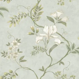 Rasch Dancing Iris Duck Egg Metallic Wallpaper - 100128