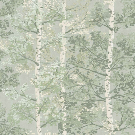 Rasch Silverwood Tree Green Metallic Wallpaper - 100203