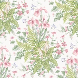 Rasch Chelsea Fern Green/Pink Wallpaper - 100418