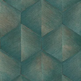 Erismann Prisma 3D Graphic Waves Green Metallic Wallpaper - 10370-19