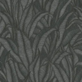 Erismann Zanzibar Leaf Black Metallic Wallpaper - 10371-15