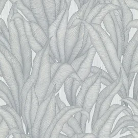 Erismann Zanzibar Leaf Light Grey Metallic Wallpaper - 10371-31