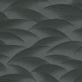 Erismann Interlocking Waves Black Metallic Wallpaper - 10372-15