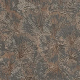 Erismann Shine Floral Leaf Bronze/Anthracite Metallic Wallpaper - 10373-47