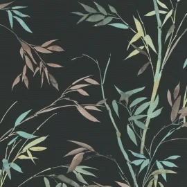 Erismann Stunning Bamboo Leaf Black Wallpaper - 10388-15