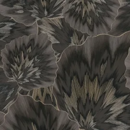 Erismann Bliss Abstract Leaf Black Metallic Wallpaper - 10402-15