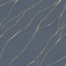 Erismann Calore Cracked Lines Blue/Gold Metallic Wallpaper - 10440-08