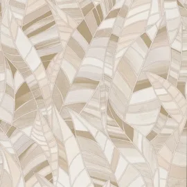 Elle Decoration Serenade Leaf Beige Metallic Wallpaper - 10446-02