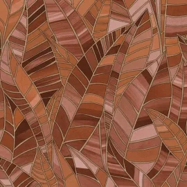 Elle Decoration Serenade Leaf Rust Metallic Wallpaper - 10446-13
