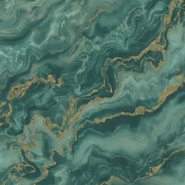 Elle Decoration Mystic Marble Green/Gold Metallic Wallpaper - 10447-19