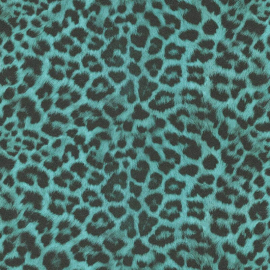 High-resolution flat swatch of Erismann Urban Safari wallpaper showing the turquoise textured leopard print.