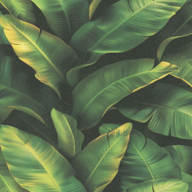 High-resolution flat swatch of Erismann Sumatra Leaves wallpaper showing the green textured leaf pattern.