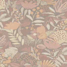 High-resolution flat swatch of Erismann Jardin Doux wallpaper showing the taupe floral textured pattern.