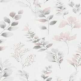 Flat swatch of Pink 10579-05 showing the delicate leaf trail.