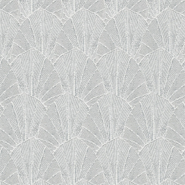 Close-up material sample of the Erismann Modern Balance 10603-29 design showing the silver imperial leaf trail and metallic details.