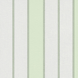 Close-up material sample of the Erismann Modern Balance 10620-07 design highlighting the vertical stripes and green metallic accents.