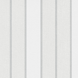 Close-up material sample of the Erismann Modern Balance 10620-10 design highlighting the vertical stripes and grey metallic accents.