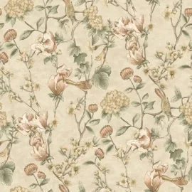 Holden Decor Floral Bird Trail Cream Wallpaper - 13600