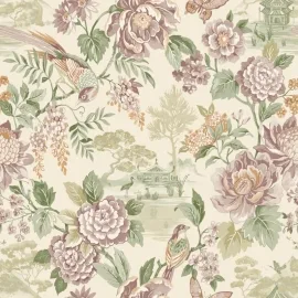 Holden Decor Eastern Horizons Scenic Birds Trail Green/Cream Wallpaper - 13810