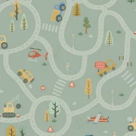 Holden Decor Roundabout Road Sage/Multi Wallpaper - 14081