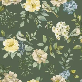 Holden Decor The Bird Garden Green Wallpaper - 14191
