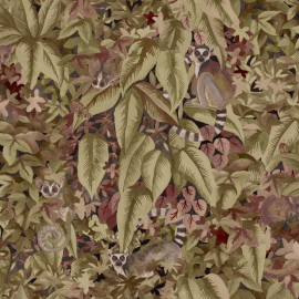 Holden Decor Odyssey Lemur Leaves Berry Wallpaper - 14310