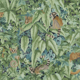 Holden Decor Odyssey Lemur Leaves Aqua/Green Wallpaper - 14311