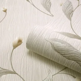 Belgravia Decor Tiffany Fiore Trail Cream Glitter Wallpaper - 161