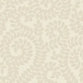 Belgravia Decor Valentino Sequin Leaf Scroll Cream Metallic Wallpaper - 1925