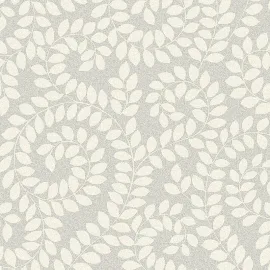 Belgravia Decor Valentino Sequin Leaf Scroll Grey Metallic Wallpaper - 1927