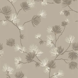 Belgravia Decor Valentino Pine Tree Soft Mocha Metallic Wallpaper - 1934