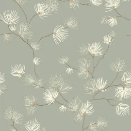 Belgravia Decor Valentino Pine Tree Sage Metallic Wallpaper - 1936