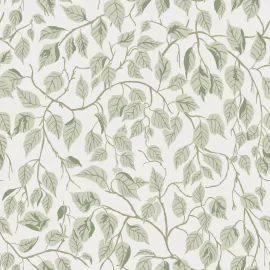 Flat swatch of Galerie Hangbjork Woodland Tree in light green showing the smooth non-woven flat paper surface.