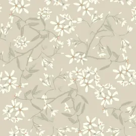 Flat swatch of Galerie Paradis Floral in beige and green showing the smooth non-woven flat paper surface.