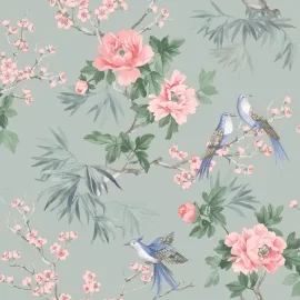 Rasch Amelie Chinoiserie Bird Sage/Green Wallpaper - 260568