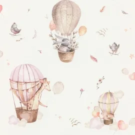Rasch Kids Balloon Ride Pink Multi Wallpaper - 300529