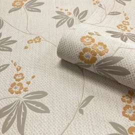 Belgravia Decor Amelie Blossom Floral Yellow/Beige Wallpaper - 3021