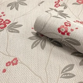 Belgravia Decor Amelie Blossom Floral Red/Beige Wallpaper - 3022