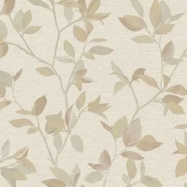 Rasch Silver Birch Leaf Natural/Rust Metallic Wallpaper - 311426