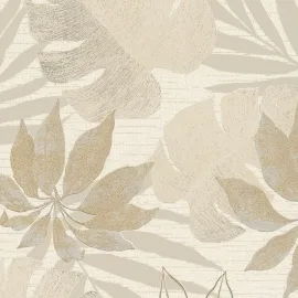 Galerie Avalon Tropical Leaves Cream/Gold Metallic Wallpaper - 31602