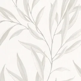 Galerie Avalon Large Leaf Trail Cream/Beige Metallic Wallpaper - 32202