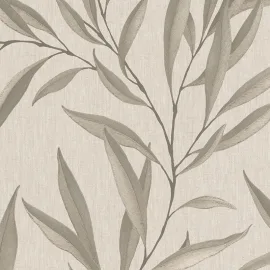 Galerie Avalon Large Leaf Trail Beige/Gold Metallic Wallpaper - 32204
